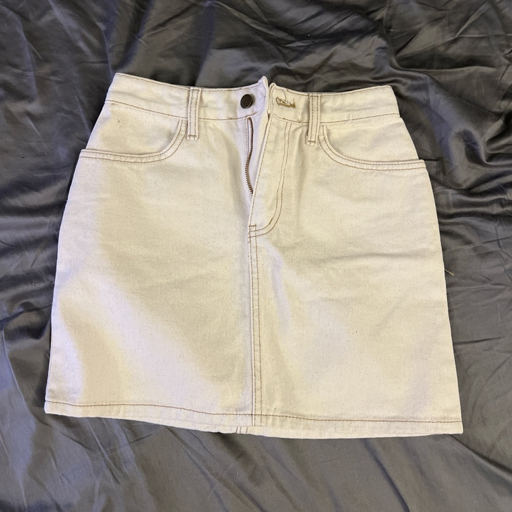 mini white denim skirt